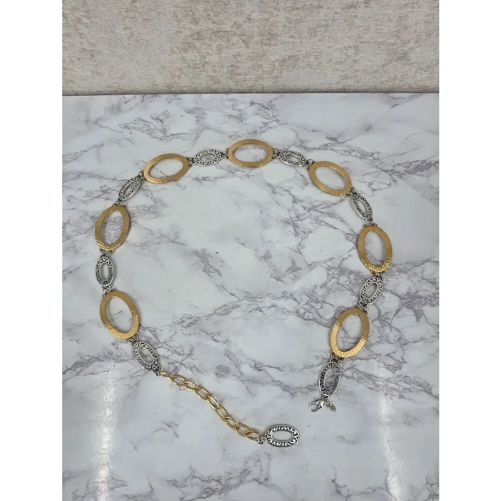 Brighton Vintage Gold and Silver Toned Oval Chain Waist Belt